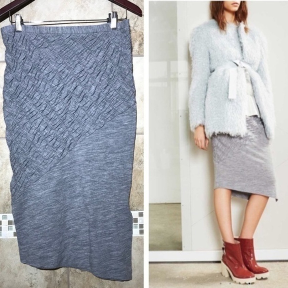 Derek Lam 10 Crosby Wool Jersey Rouched Skirt NWT Asymmetrical
